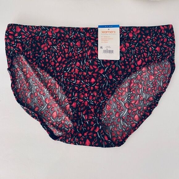 NWT 2 Pack Warners Black Red Print No Pinching No problem Tailored Hi-Cut Panty - Picture 2 of 12